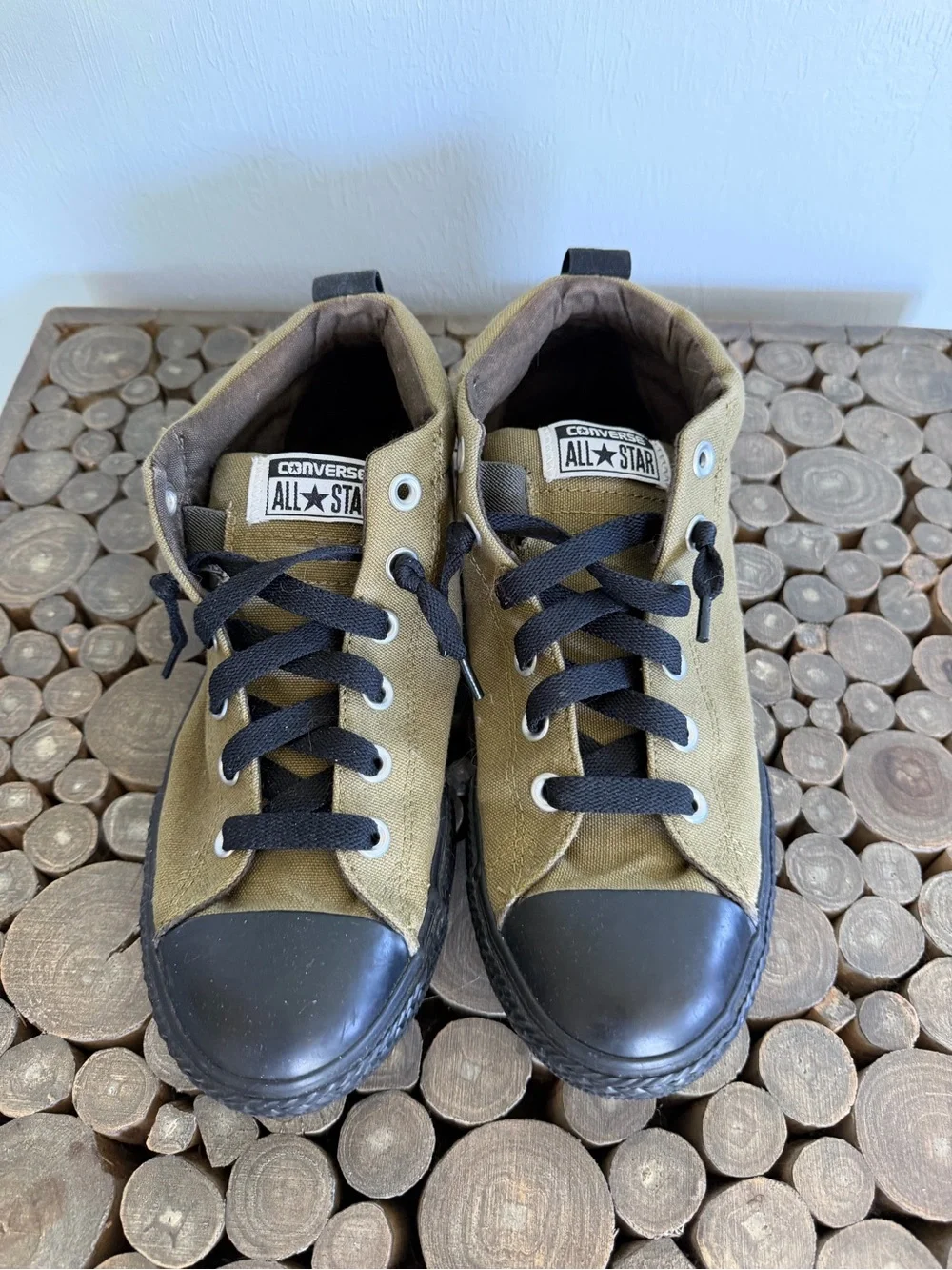 Converse Olive Green Sneakers with Black Accents